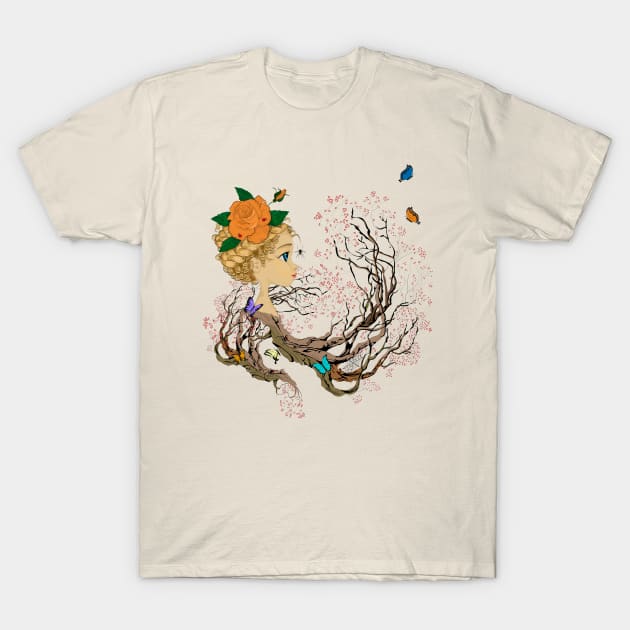 Niña, árbol y mariposas T-Shirt by leeloolook